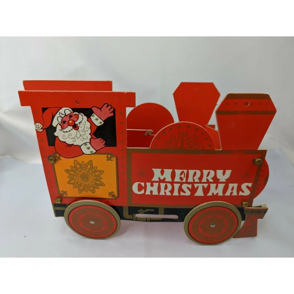 Merry‎ Christmas Train Cardboard Table Decoration 7 Inch Tall